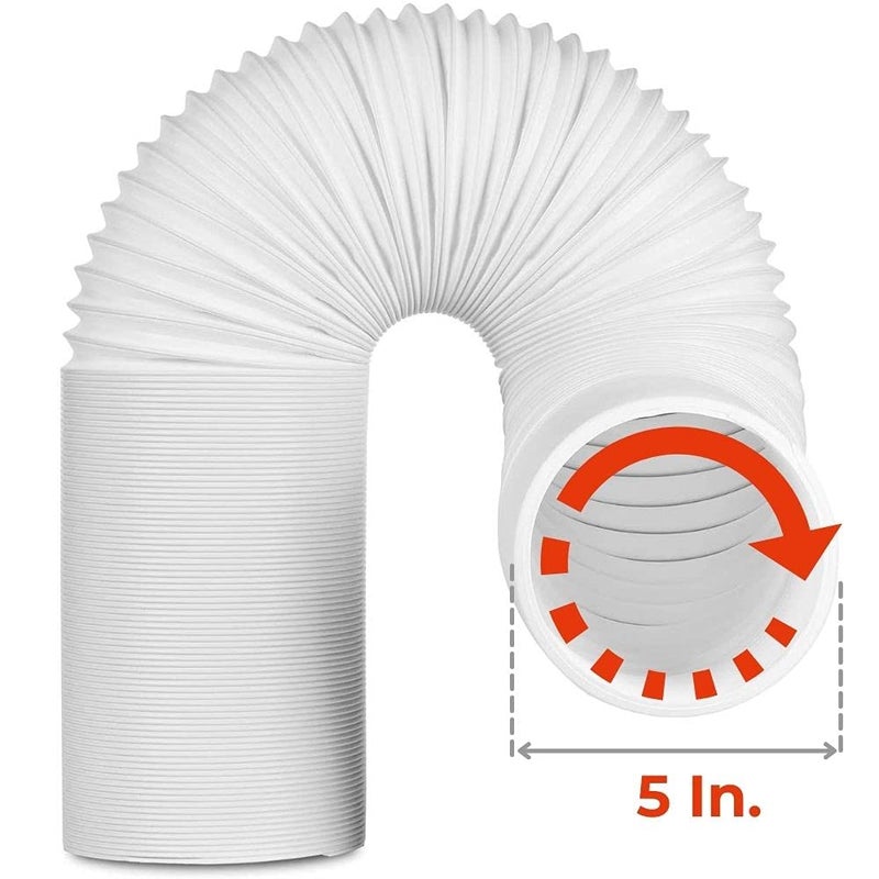 TURBRO Polypropylene Portable Air Conditioner Universal Exhaust Hose - 5 Inch Diameter, 78 Inch Length, Clockwise Thread, White - Image 2